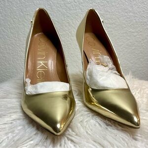 Calvin Klein New in Box Brady Metallic Gold high heels